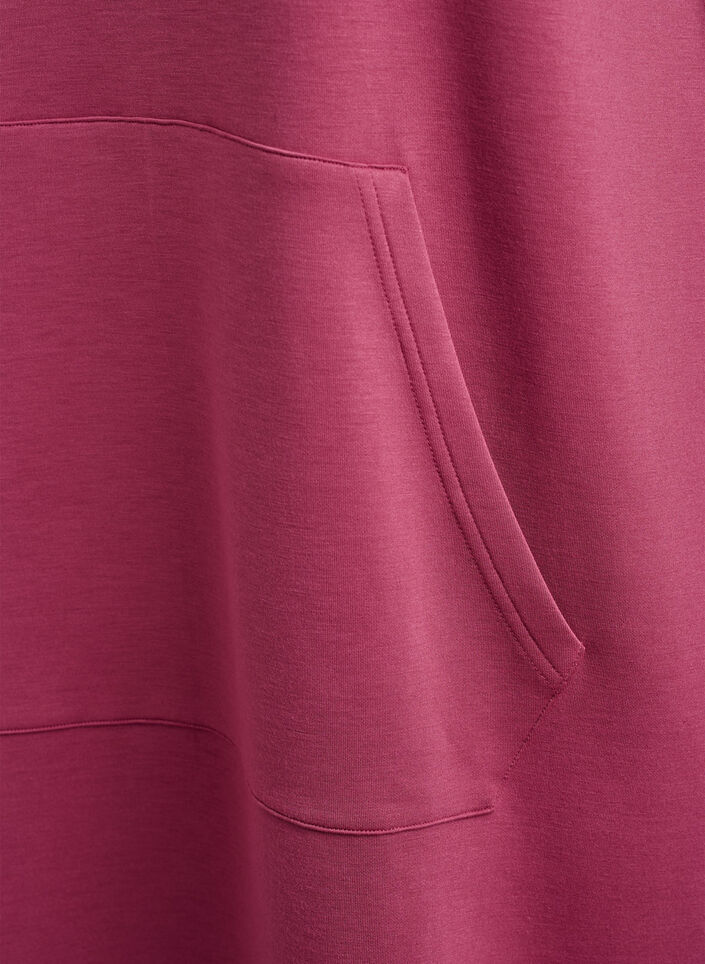Robe sweat courte &agrave; capuche avec poche kangourou, Rose, Packshot image number 3