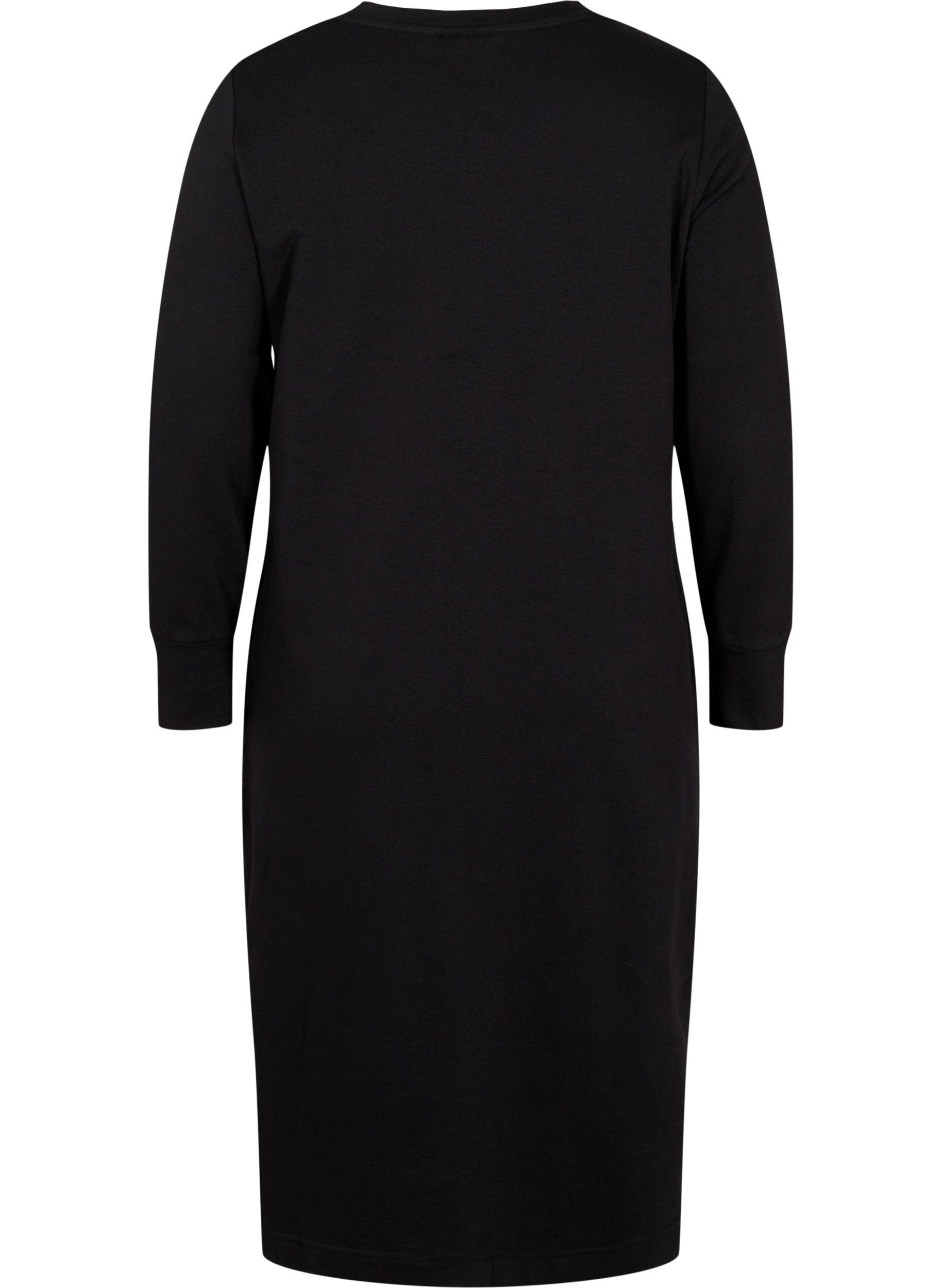 Zizzi Robe pull en coton avec poches, Noir, Packshot image number 1