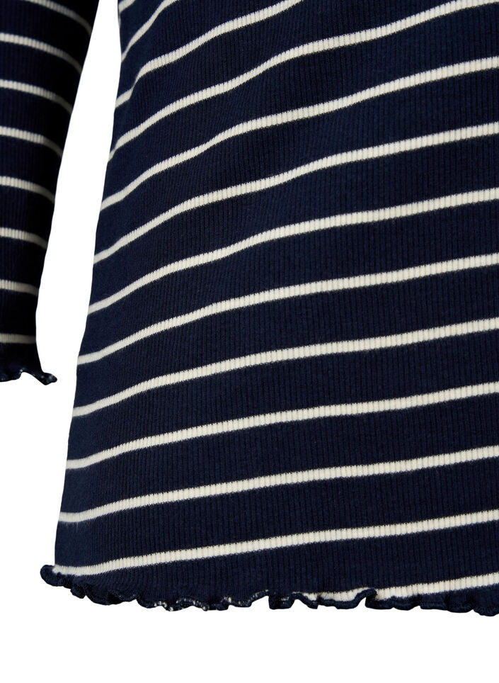 Blouse rayée à col rond, Night Sky Stripe, Packshot image number 3