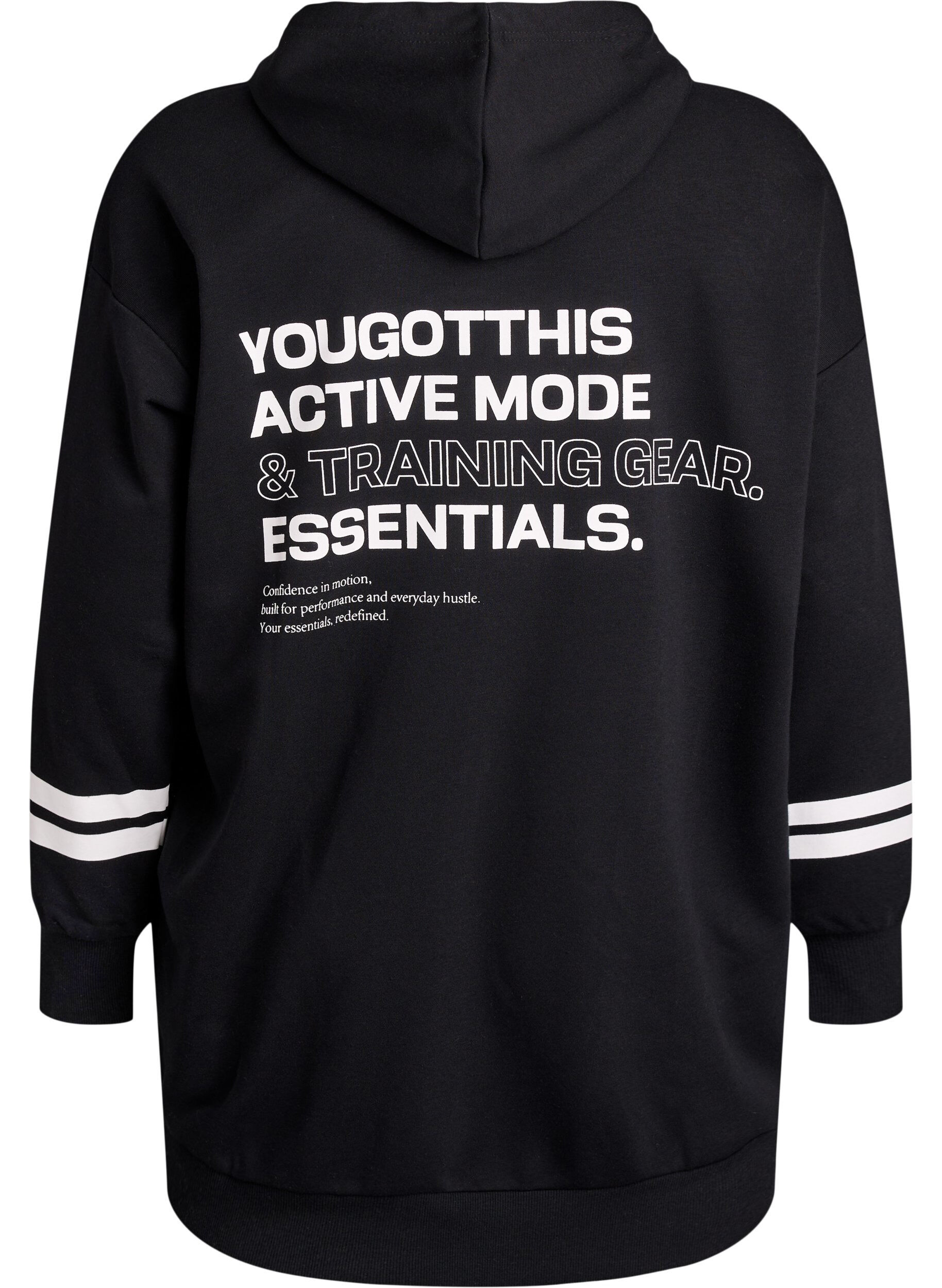 Zizzi Cardigan pull long avec d&eacute;tails imprim&eacute;s, Noir, Packshot image number 1