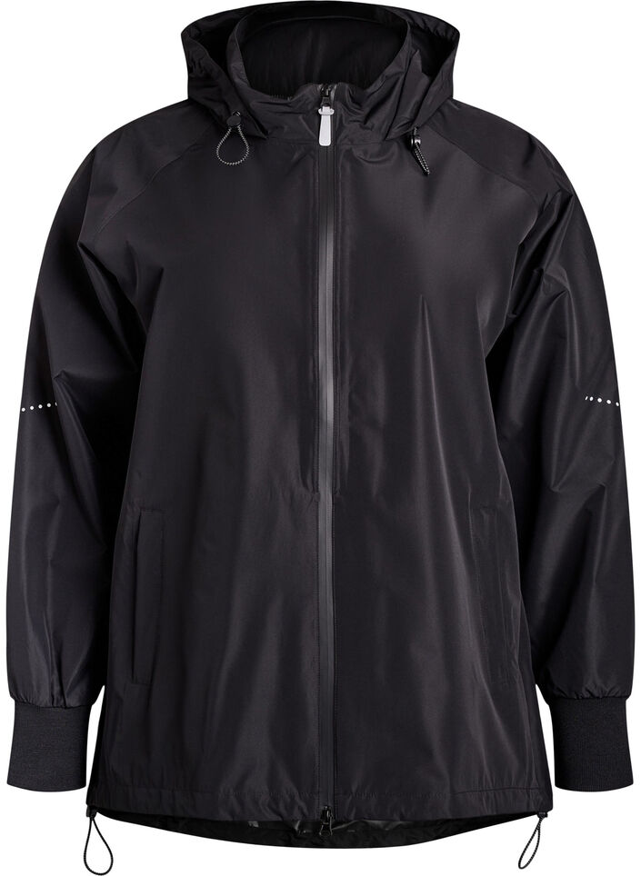 Veste de pluie avec d&eacute;tails r&eacute;fl&eacute;chissants, Noir, Packshot image number 0