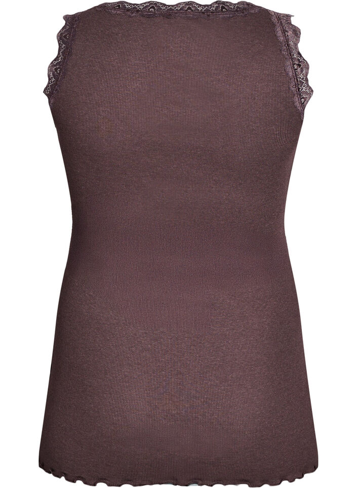 Top avec finitions en dentelle, Marron, Packshot image number 1