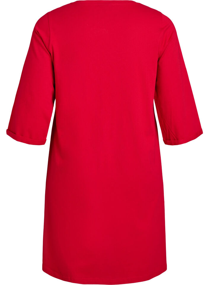 Chemise de nuit en coton bio avec motif de Noël, Rouge, Packshot image number 1