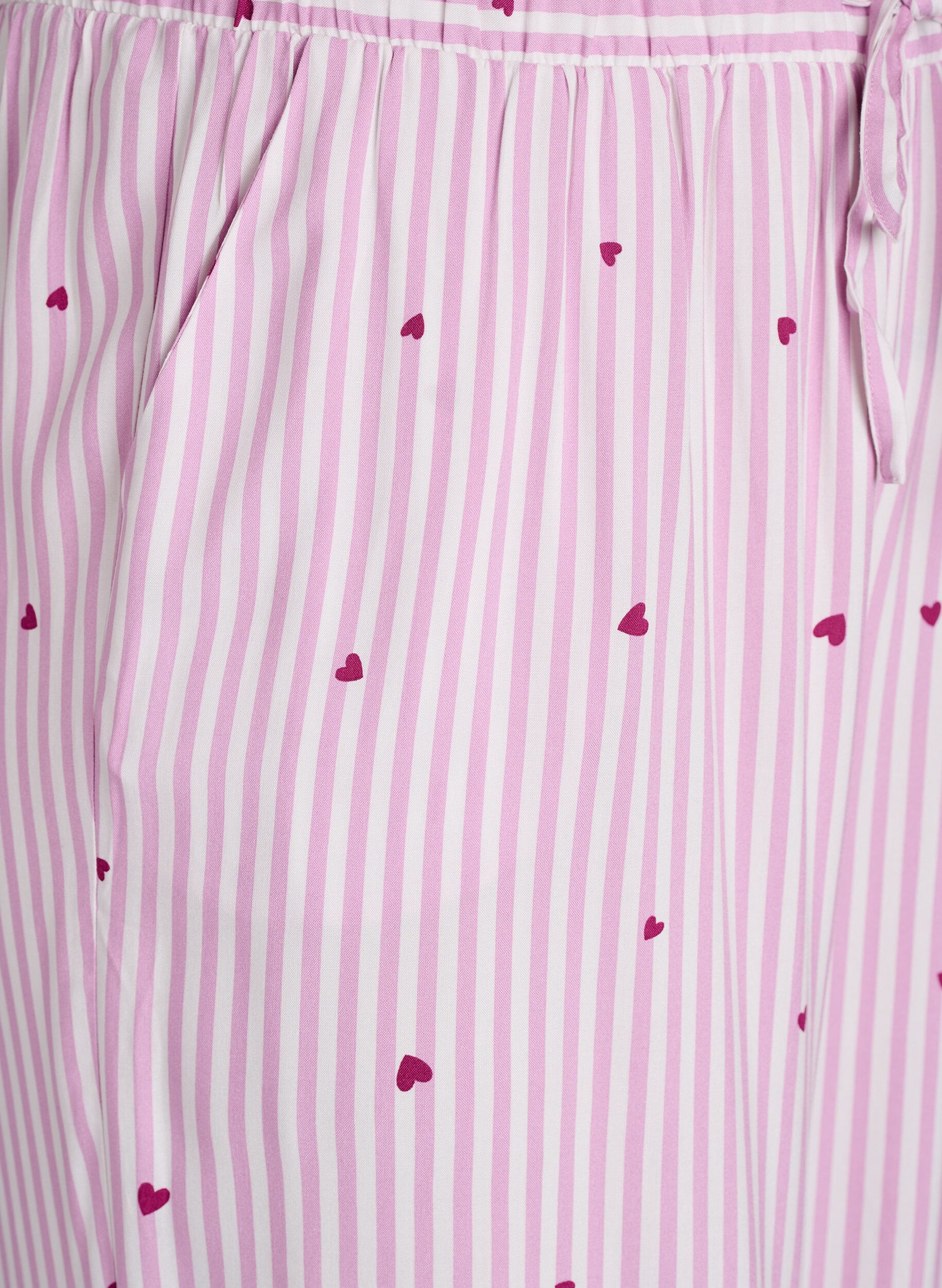 ZizziPantalon de nuit ample &agrave; rayures et c&oelig;urs, Rose, Packshot image number 2