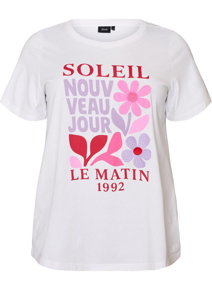T-shirt en coton avec imprim&eacute;, Blanc, Packshot image number 0