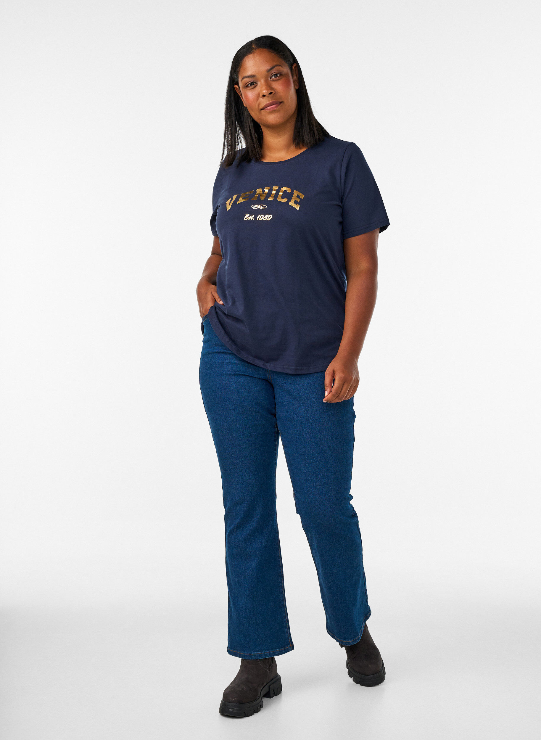 ZizziT-shirt avec motif, Bleu, Model image number 1