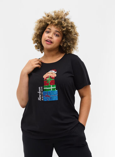 T-shirt de Noël en coton, Black Gift, Model image number 0