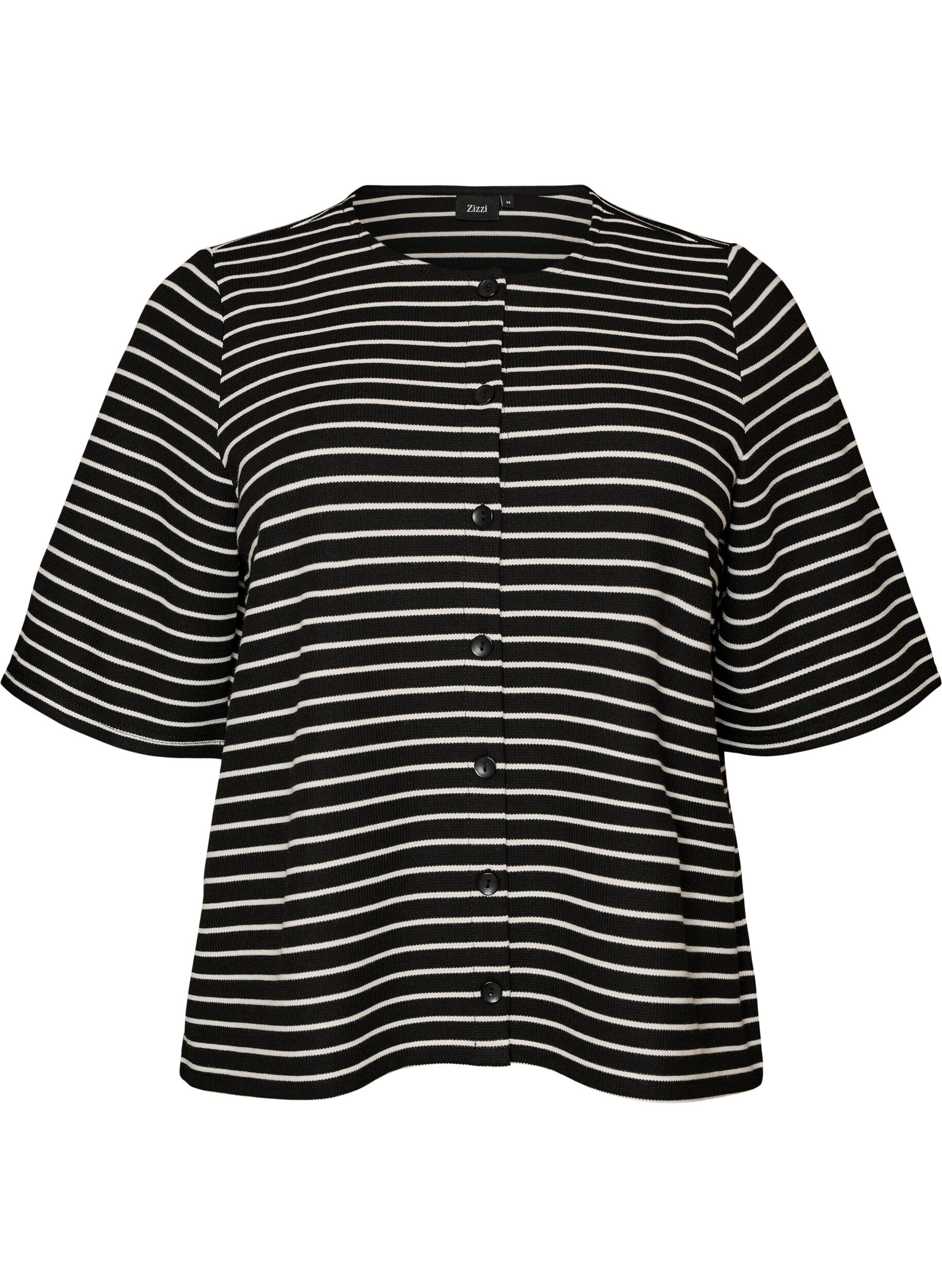 ZizziBlouse c&ocirc;tel&eacute;e &agrave; fermeture boutonn&eacute;e, Noir, Packshot image number 0