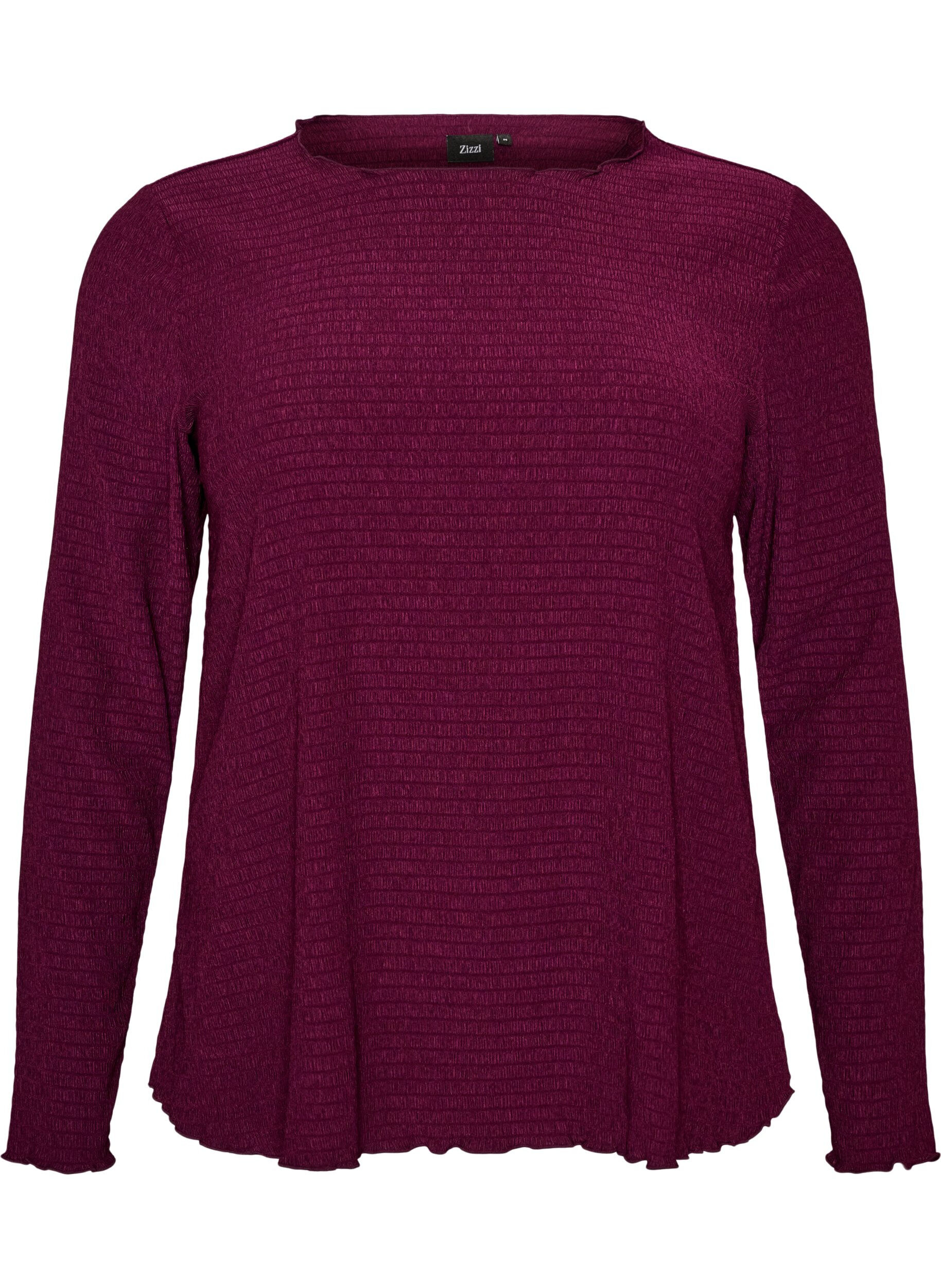 ZizziBlouse textur&eacute;e avec bords ondul&eacute;s, Violet, Packshot image number 0