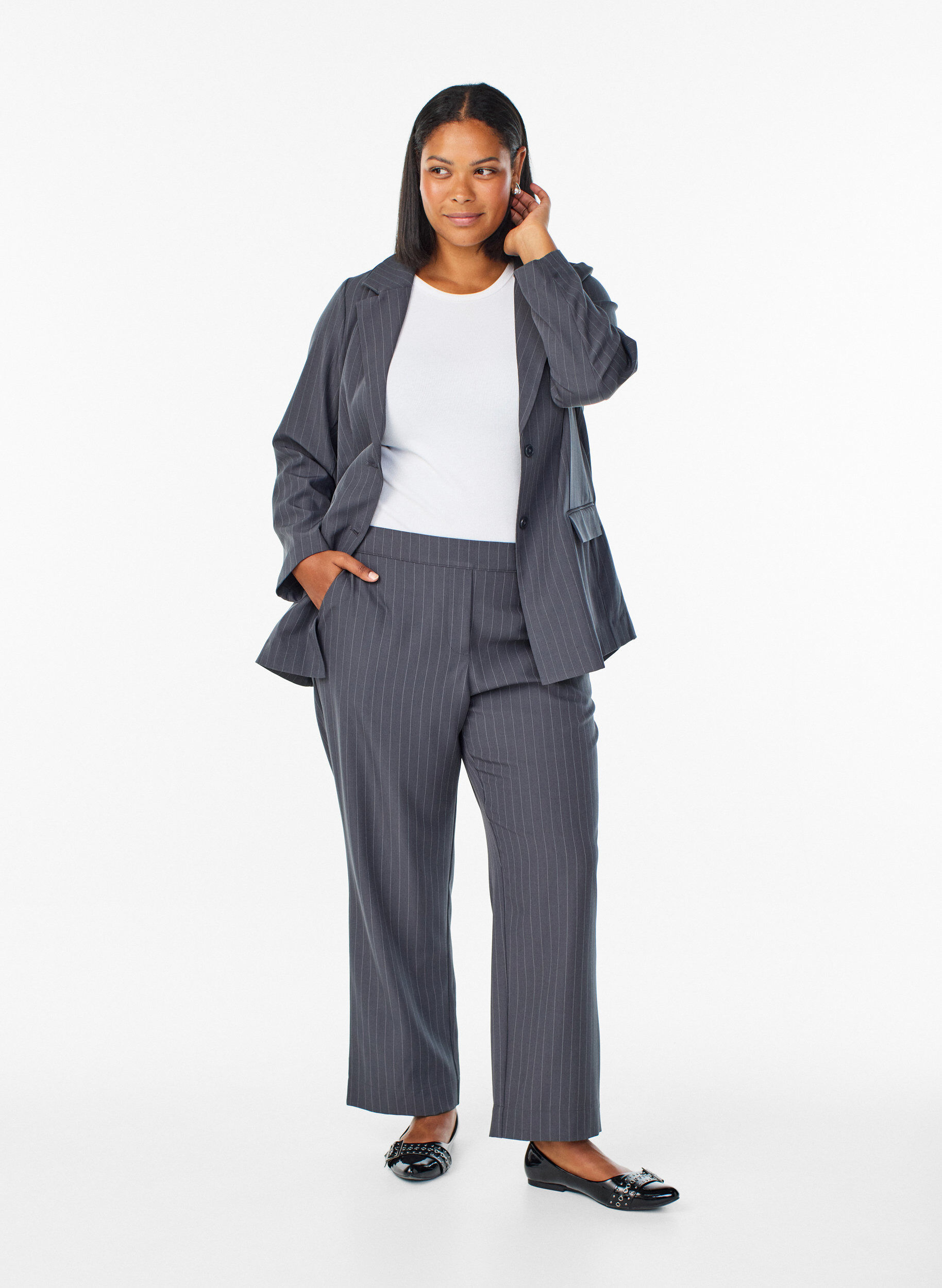 ZizziPantalon ample avec poches, Gris anthracite, Model image number 0