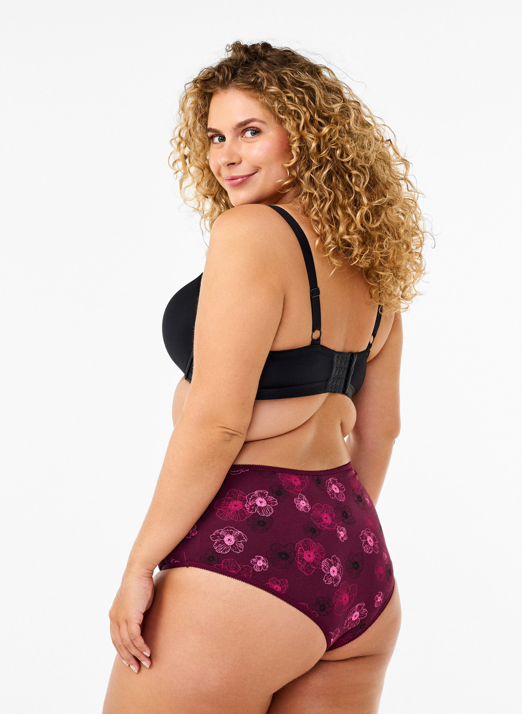 Zizzi 7-pack culottes hipster taille classique, Bordeaux fonc&eacute;, Model image number 1