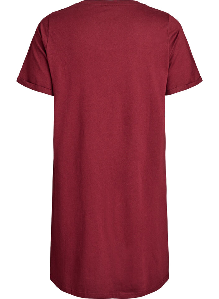 Chemise de nuit &agrave; manches courtes en coton biologique, Bordeaux, Packshot image number 1
