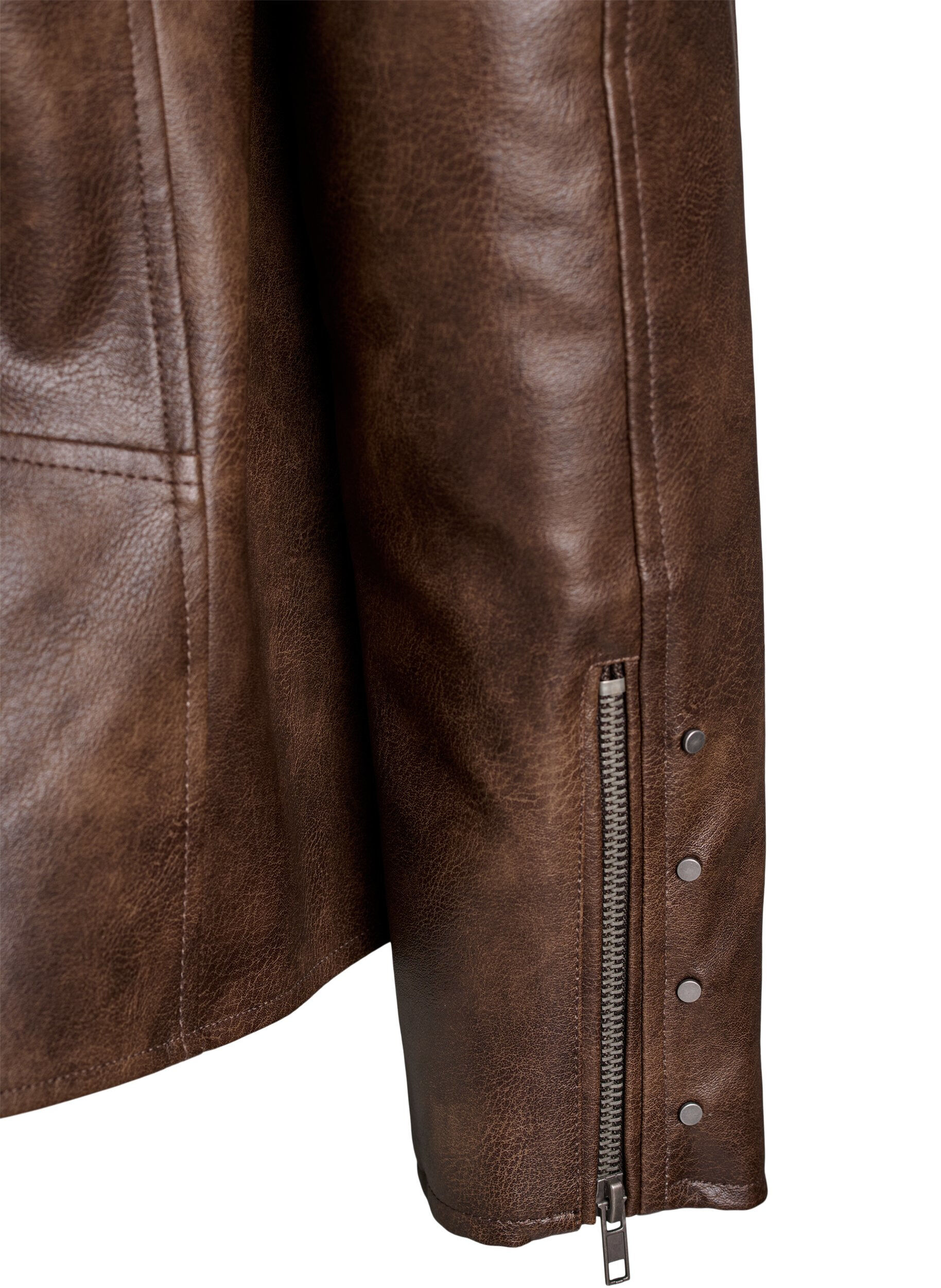Zizzi Veste en similicuir avec clous et poches, Marron, Packshot image number 4