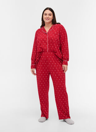 Pantalon de pyjama coton imprimé, Tango Red AOP, Model image number 0