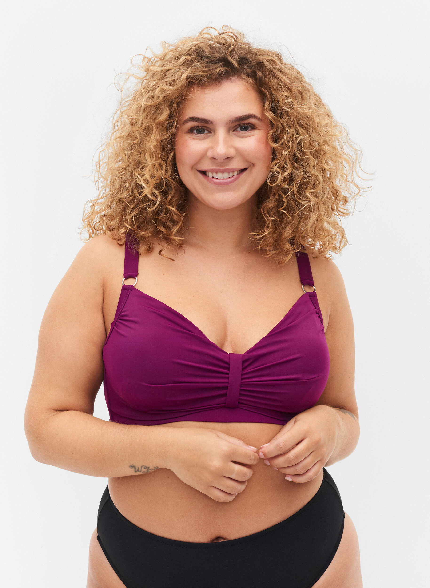 Zizzi Haut de bikini, Dark Purple, Model image number 0