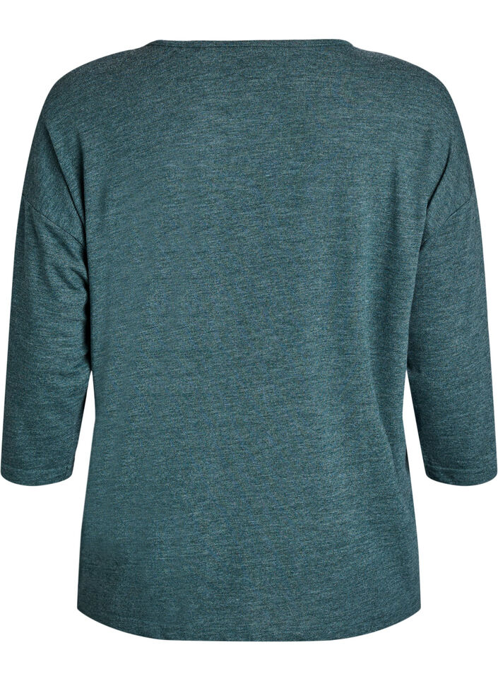 Blouse en jersey avec manches 3/4, Vert fonc&eacute;, Packshot image number 1