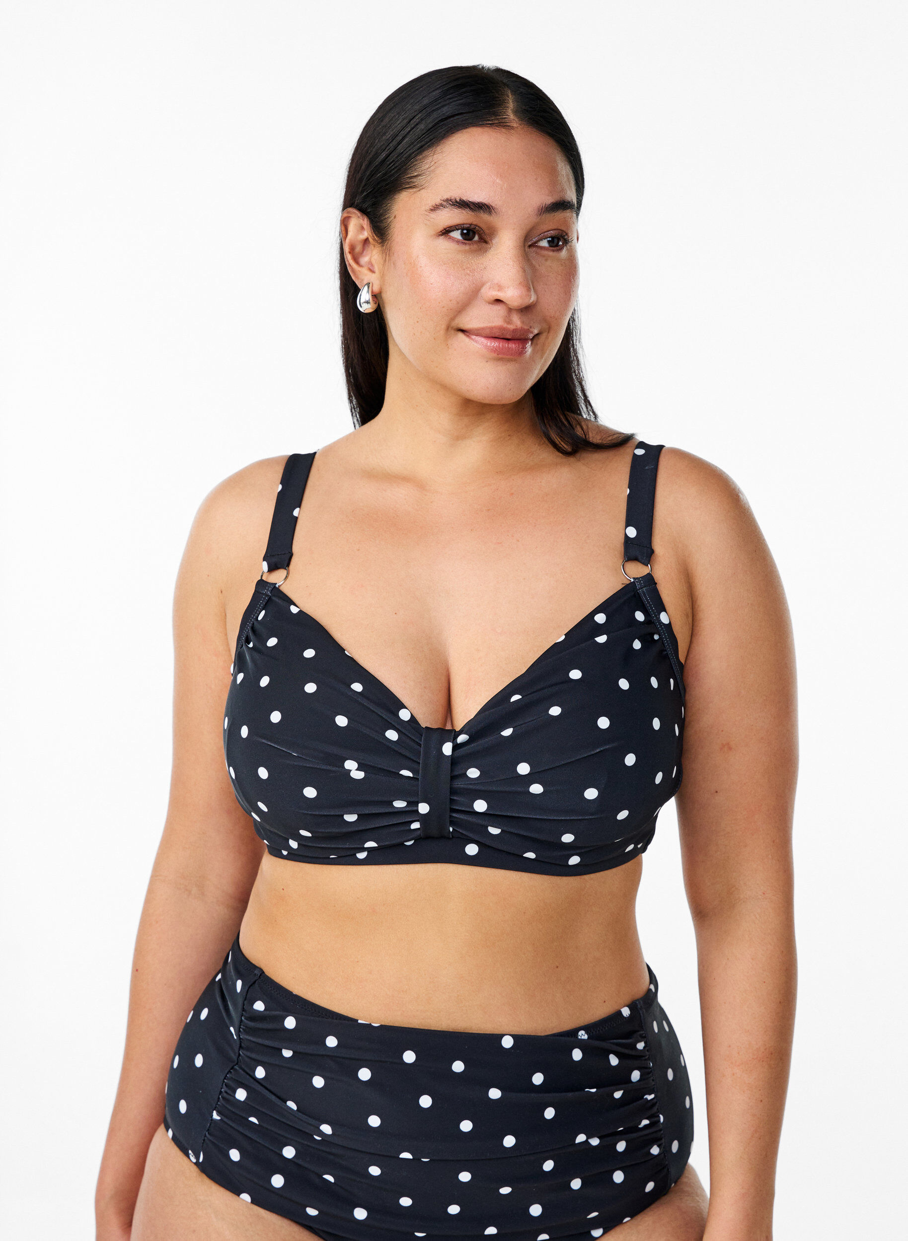 Haut de bikini avec armatures et imprim&eacute;, Noir, Model