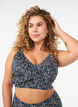 Haut de bikini &agrave; fleurs et &agrave; d&eacute;tails de jabot, Bleu p&eacute;trole, Model image number 0