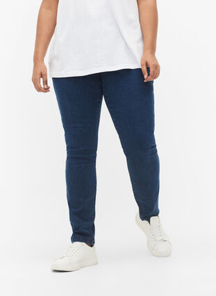 Jeans Sanna extra-slim à taille normale, Dark blue, Model image number 2