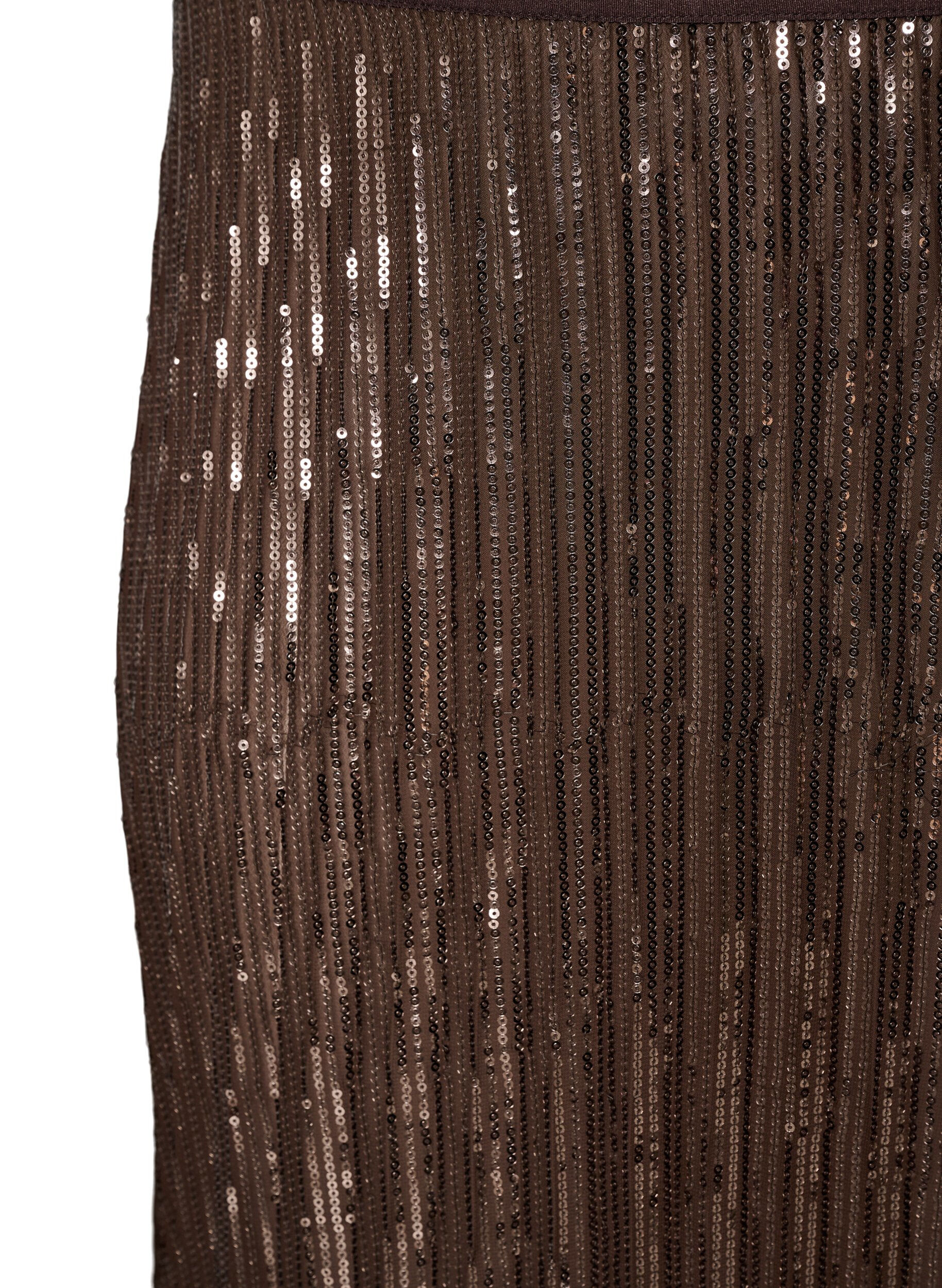 ZizziJupe midi coupe &eacute;vas&eacute;e &agrave; sequins, Marron, Packshot image number 2