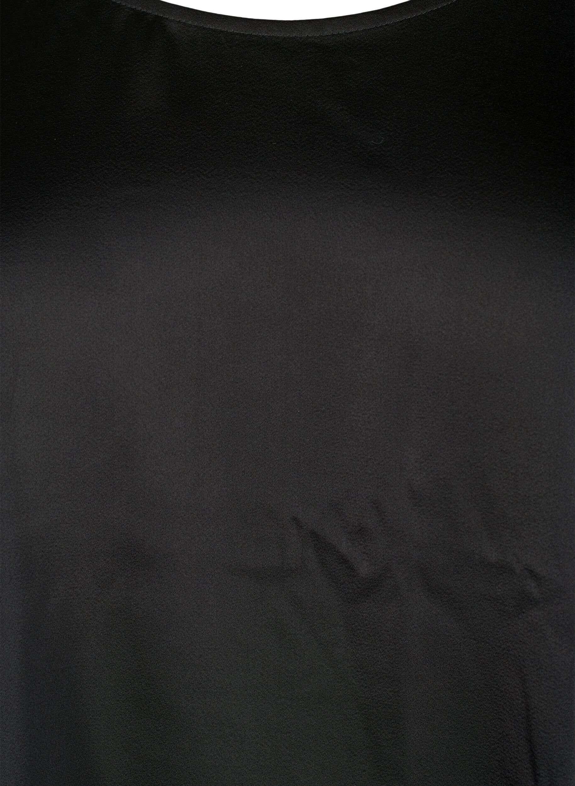 Zizzi Blouse en satin avec manches mi-longues, Black, Packshot image number 2