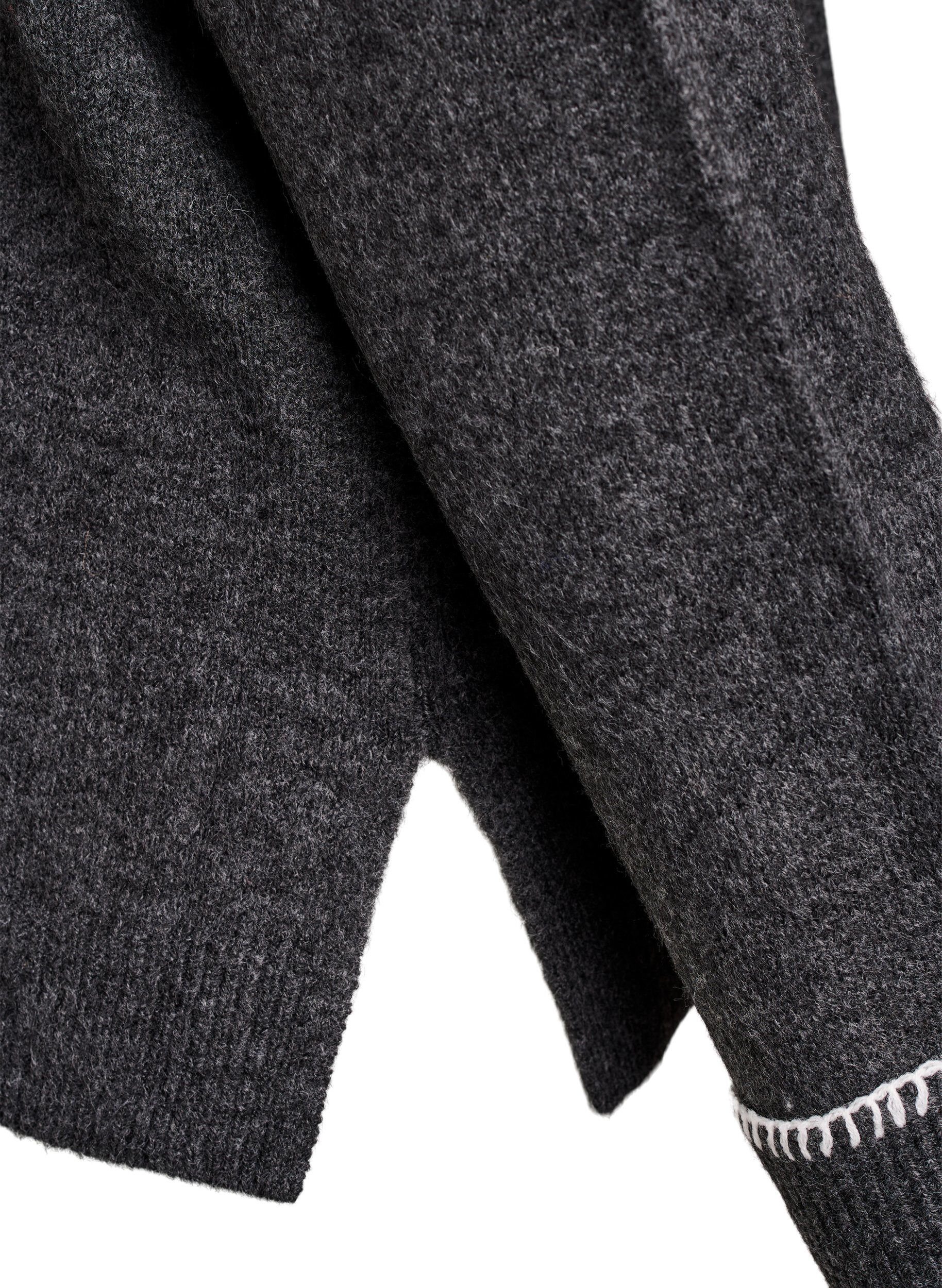 Zizzi Haut en maille avec col montant et d&eacute;tail contrastant, Gris anthracite, Packshot image number 3