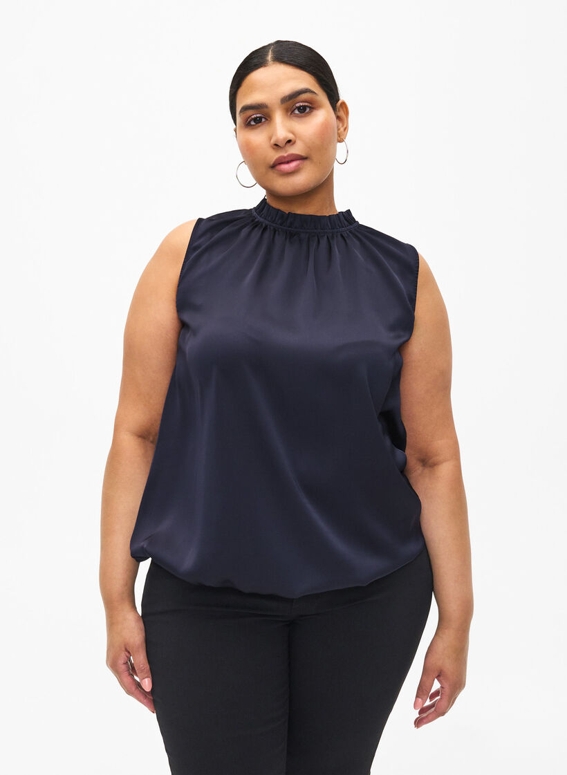 Haut de soirée sans manches en satin, Night Sky, Model image number 0