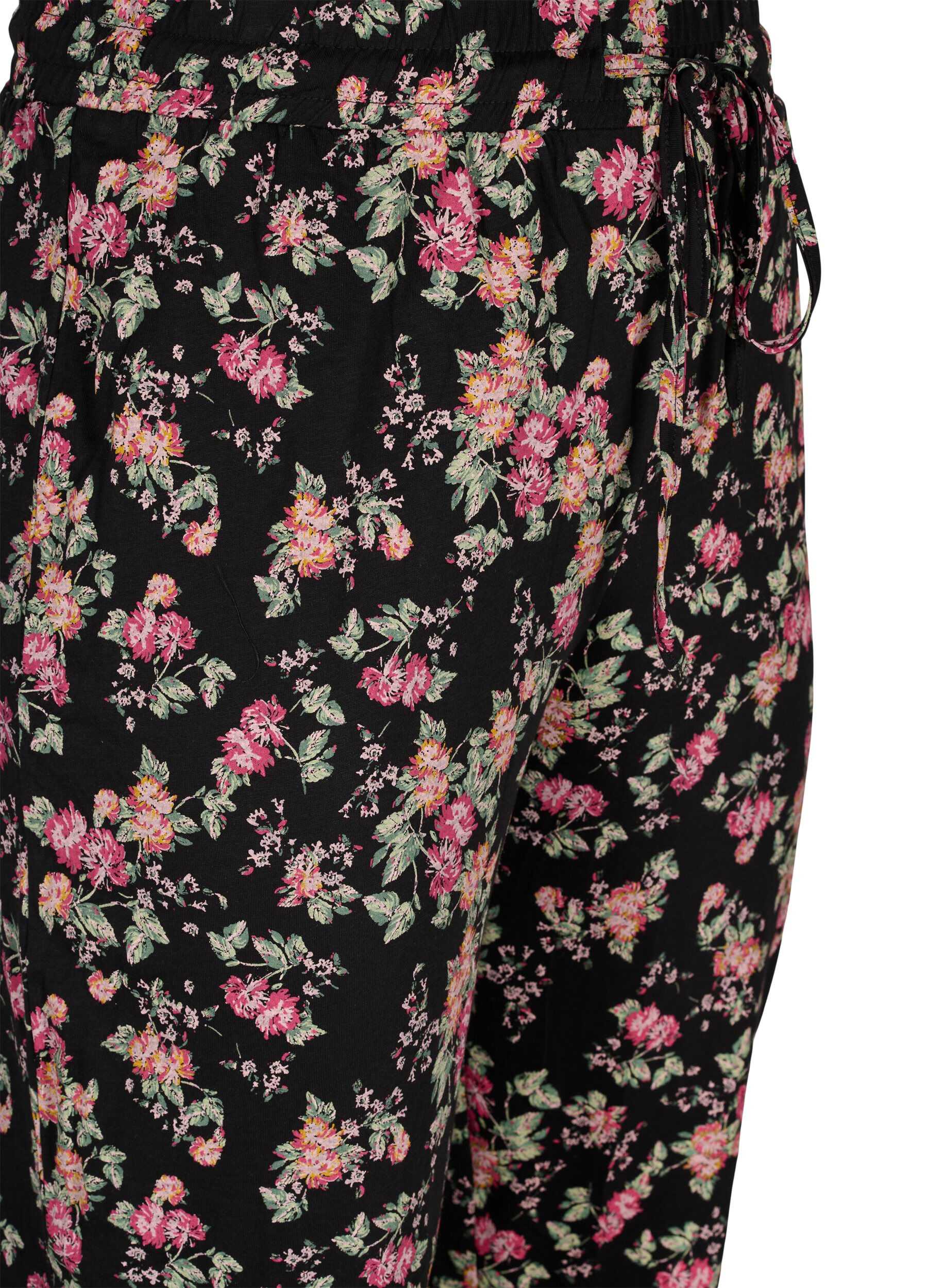 Zizzi Bas de pyjama, Black Pink Oran Flow, Packshot image number 2