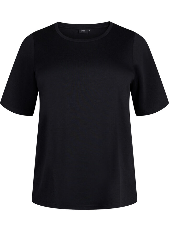 T-shirt en modal m&eacute;lang&eacute;, Noir, Packshot image number 0