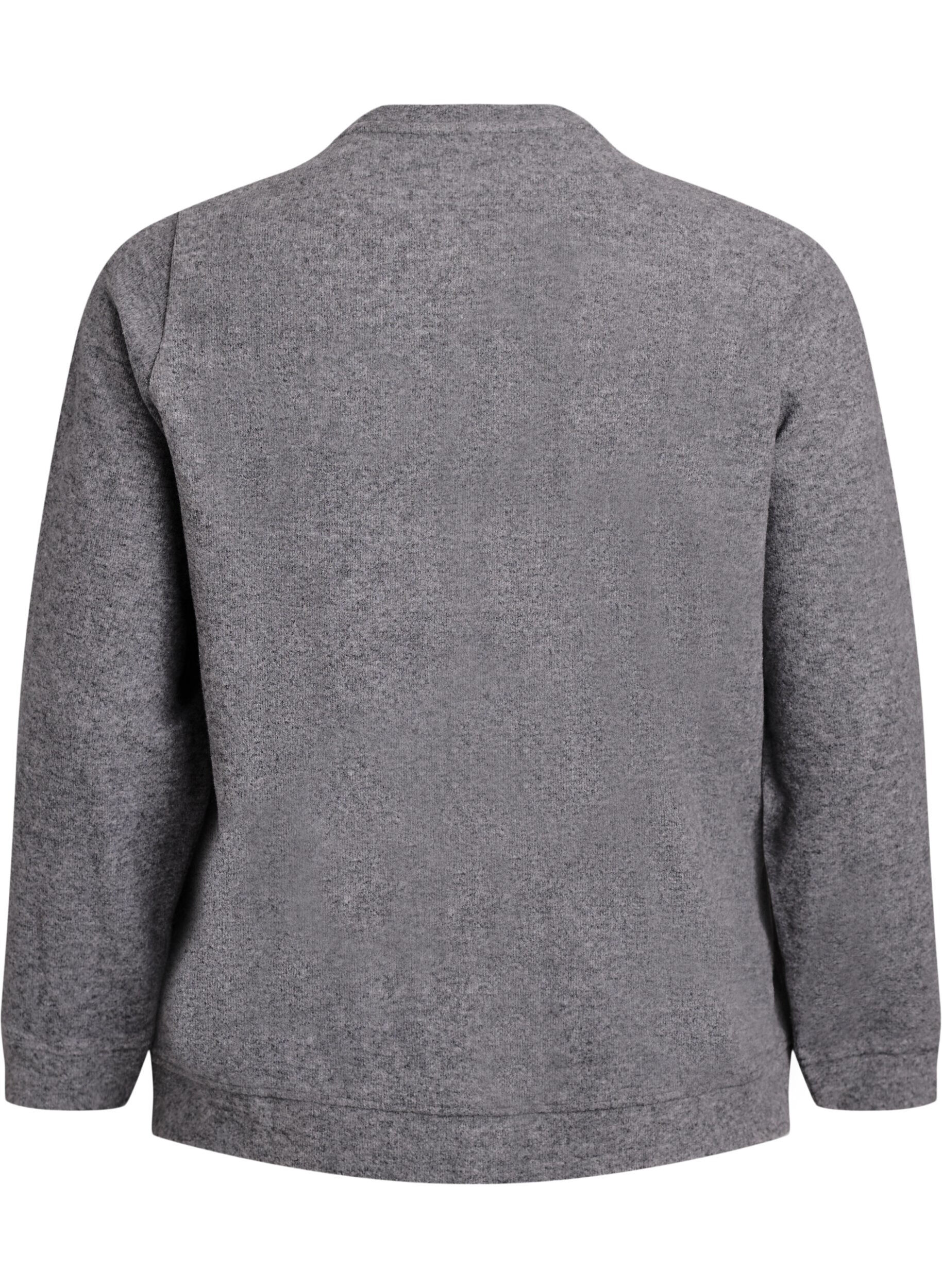 Zizzi Cardigan en jersey &agrave; col rond et boutons, Gris anthracite, Packshot image number 1
