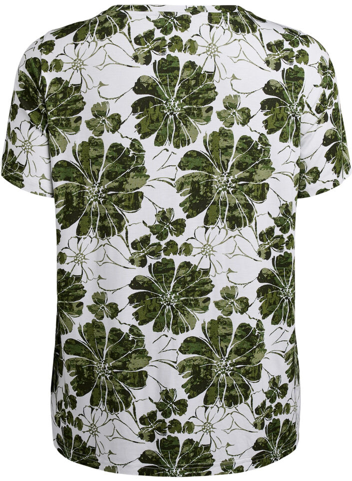 T-shirt avec imprimé floral, Vert, Packshot image number 1
