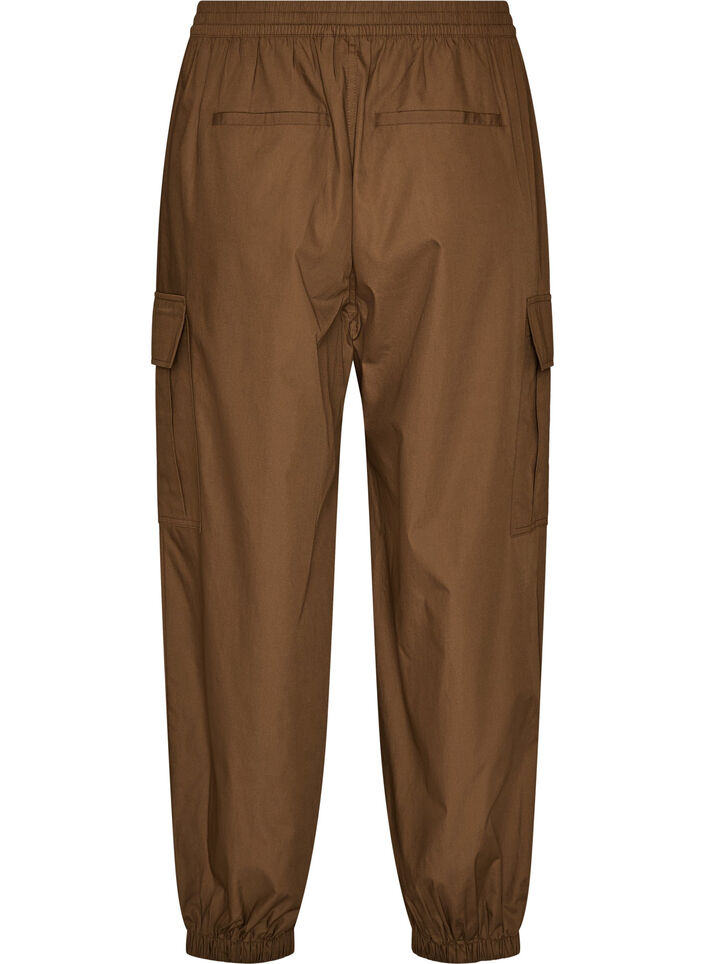 Pantalon cargo ballon en coton, Marron, Packshot image number 1