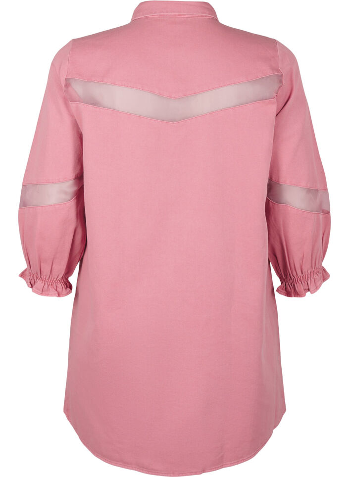 Robe chemise en jean colorée avec détails en maille, Heather Rose, Packshot image number 1