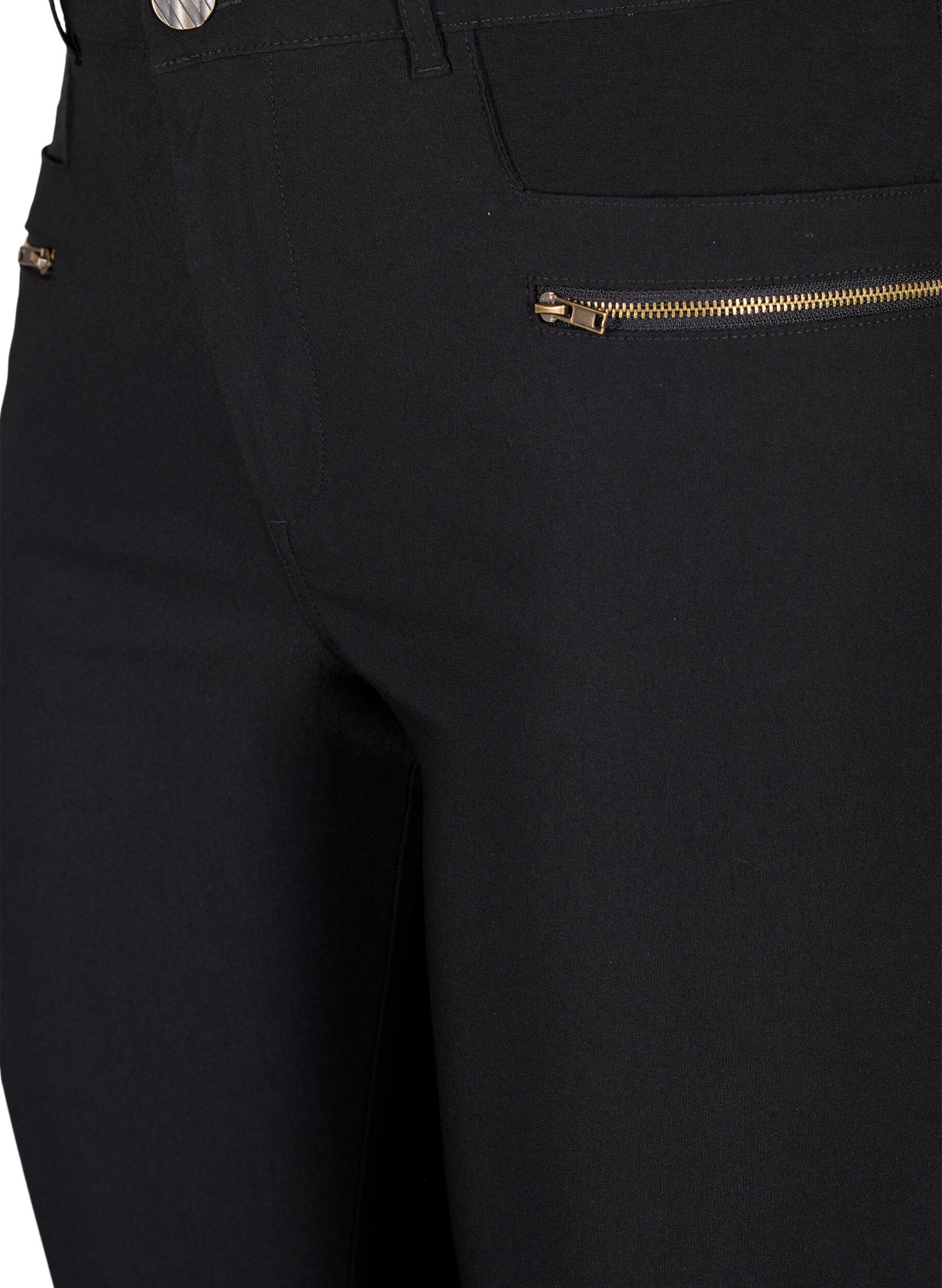 Zizzi Pantalon moulant avec d&eacute;tails de fermetures &eacute;clairs , Noir, Packshot image number 2