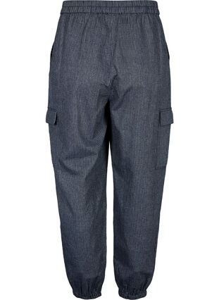 Pantalon cargo en coton rayé, Dark Blue Stripe, Packshot image number 1