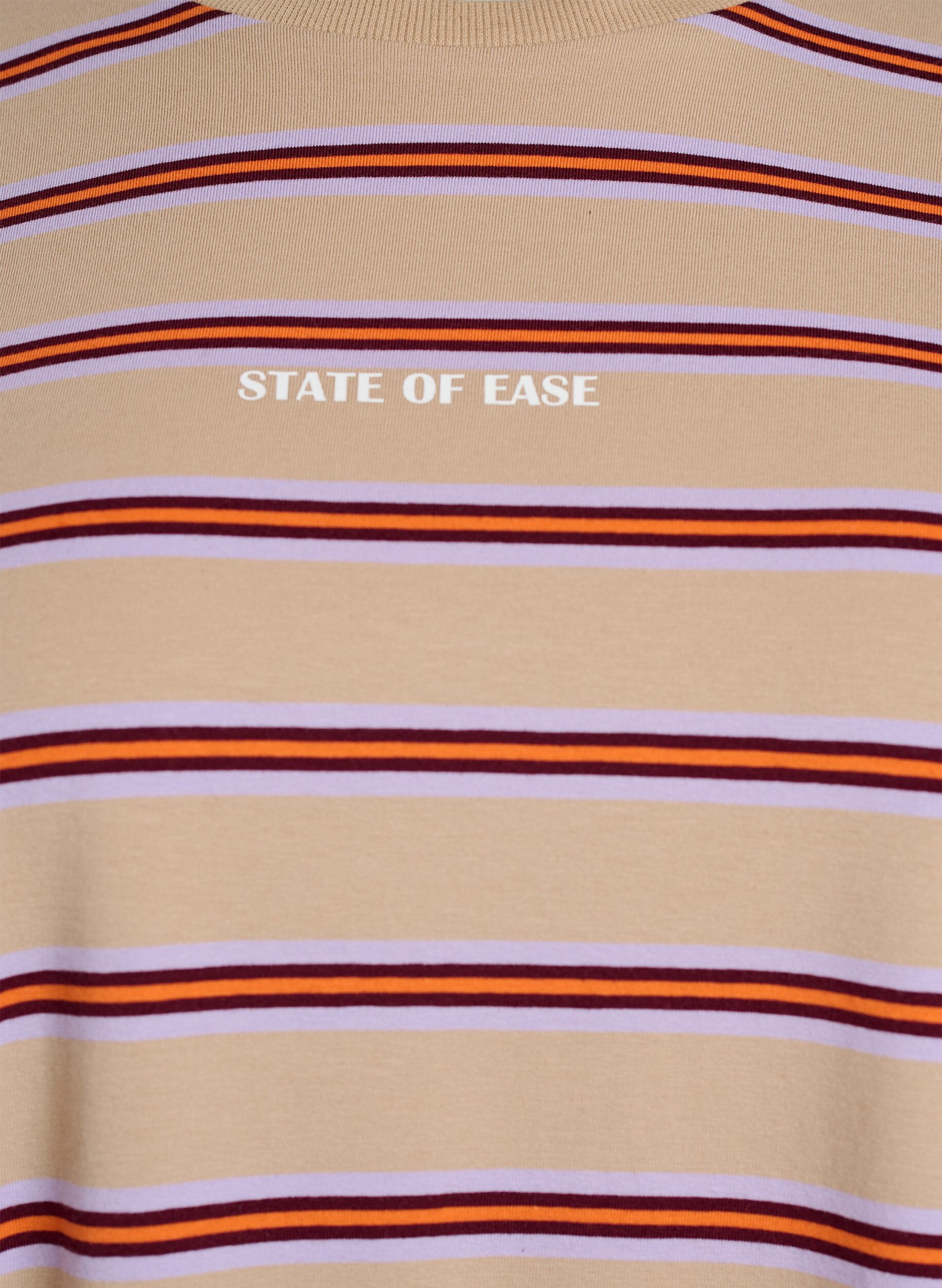 ZizziT-shirt oversize &agrave; rayures et manches 1/2, Beige, Packshot image number 2