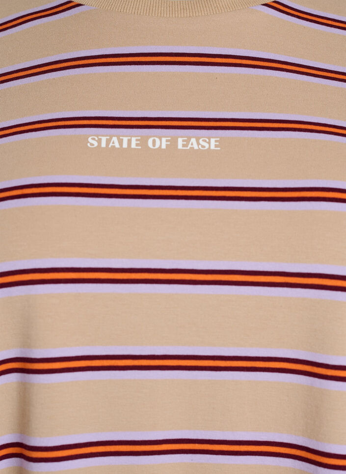T-shirt oversize &agrave; rayures et manches 1/2, Beige, Packshot image number 2