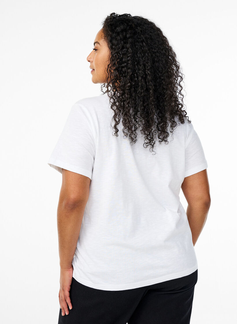T-shirt dot&eacute; de boutons, Blanc, Model image number 2