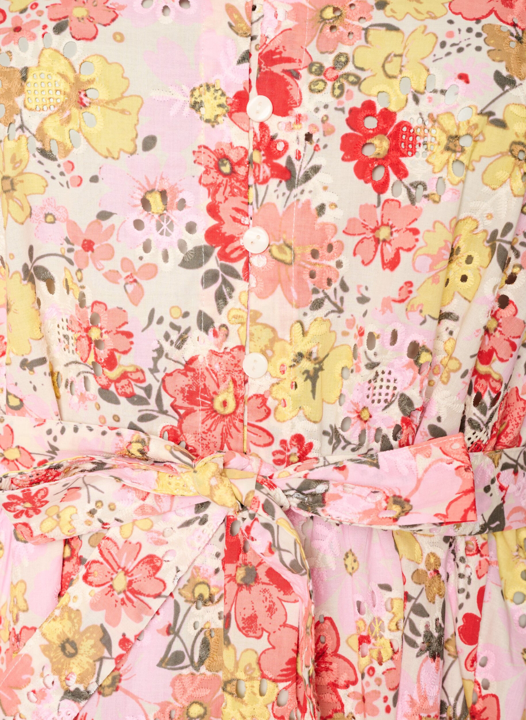 ZizziRobe midi fleurie en broderie anglaise et ceinture &agrave; nouer, Rose, Packshot image number 2