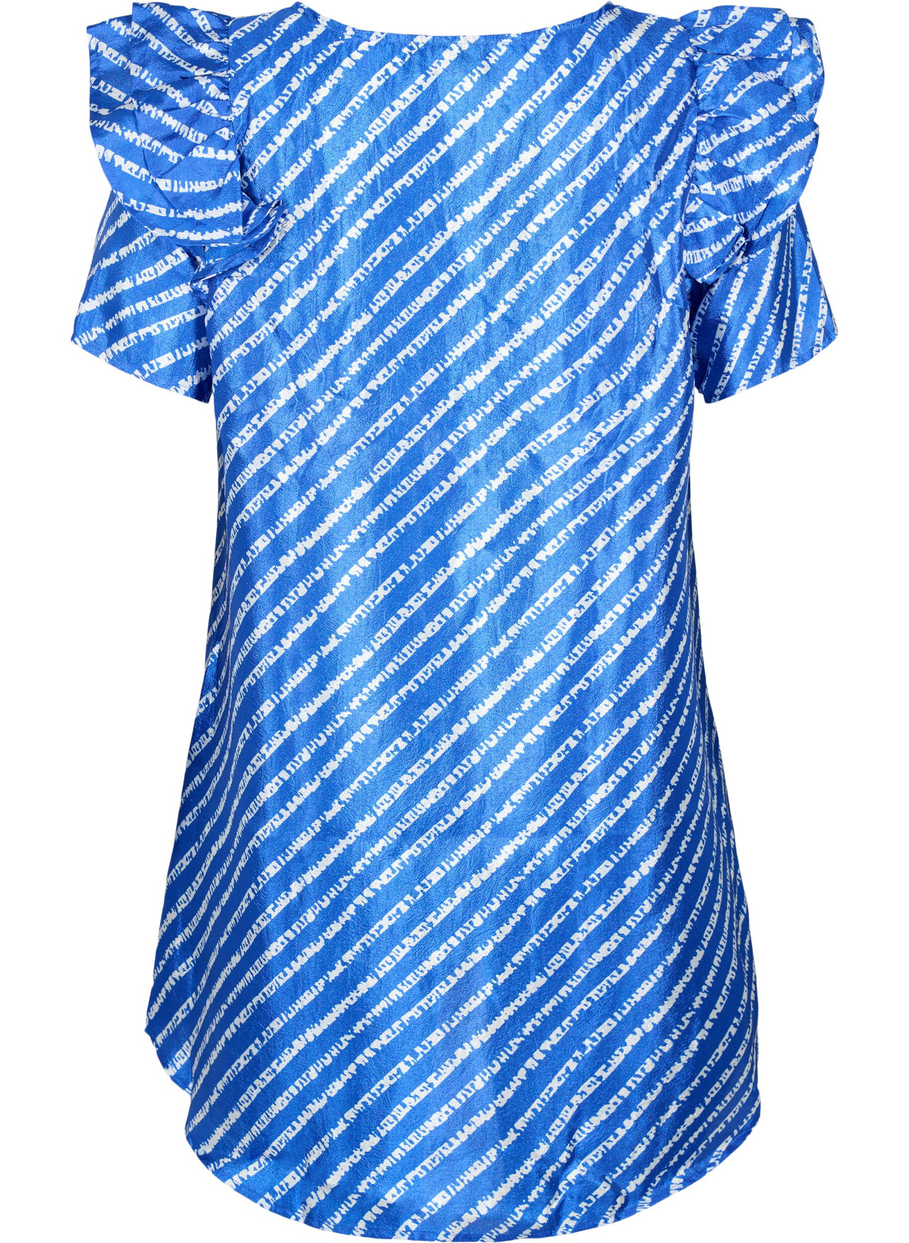 Zizzi Tunique ray&eacute;e avec volants, S.T.W./White Stripes, Packshot image number 1