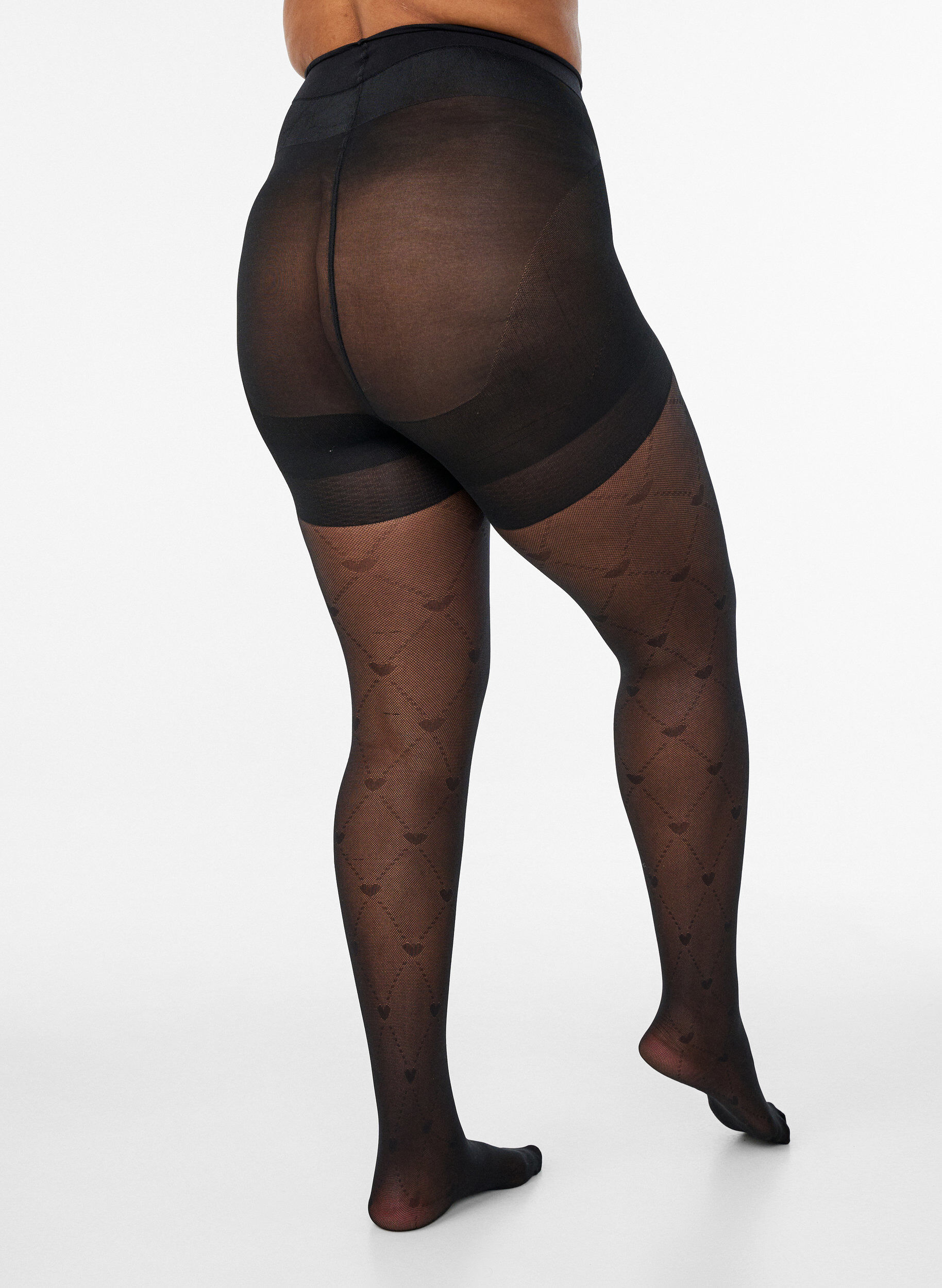 ZizziCollant push-up 50 deniers avec motif c&oelig;urs, Noir, Model image number 1