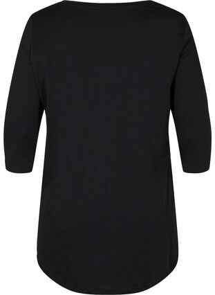 T-shirt en coton à manches 3/4, Black RO, Packshot image number 1