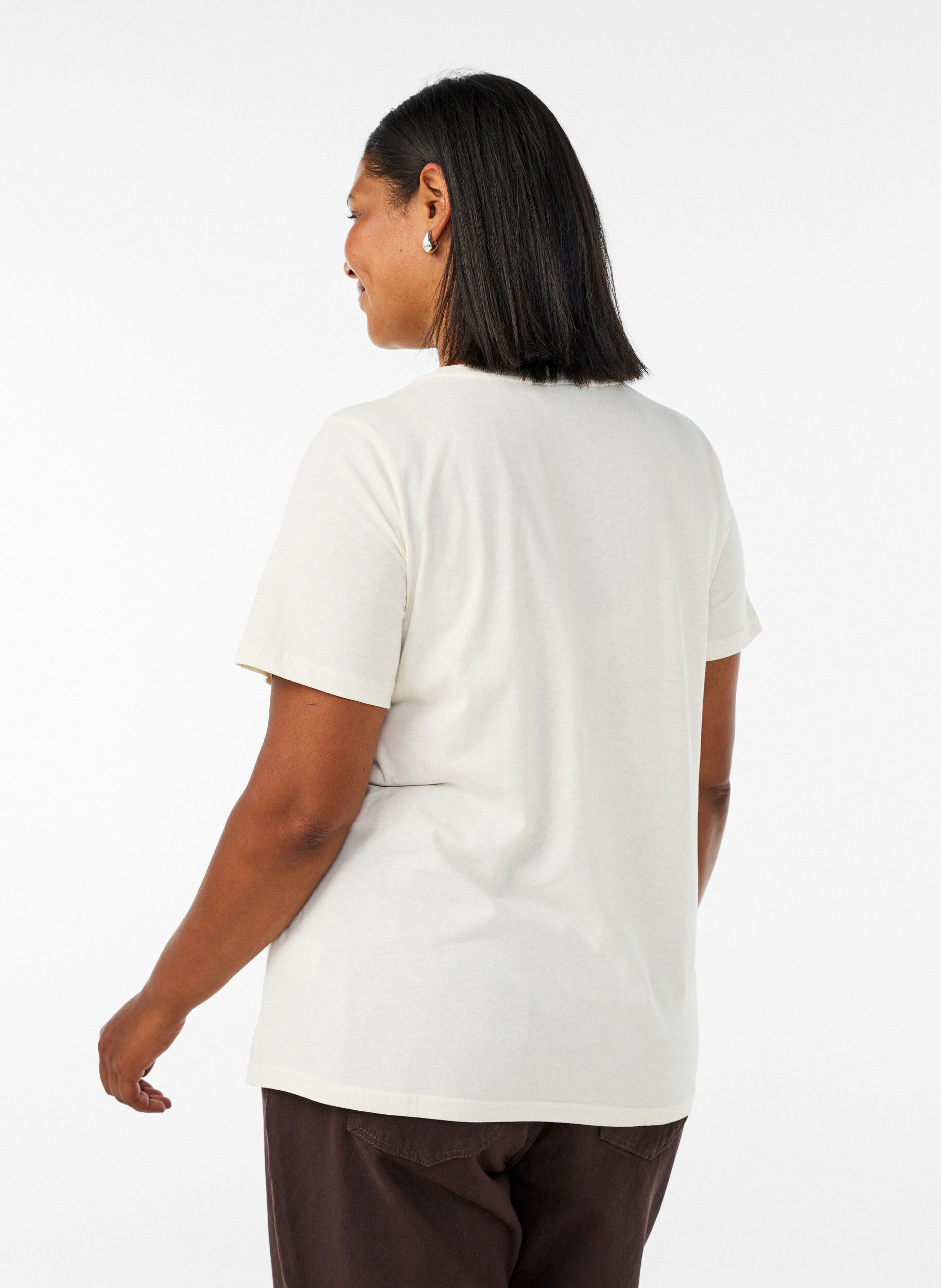 ZizziT-shirt en coton avec imprim&eacute;, Vanille, Model image number 2