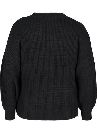 Cardigan court en tricot à col en V, Black, Packshot image number 1