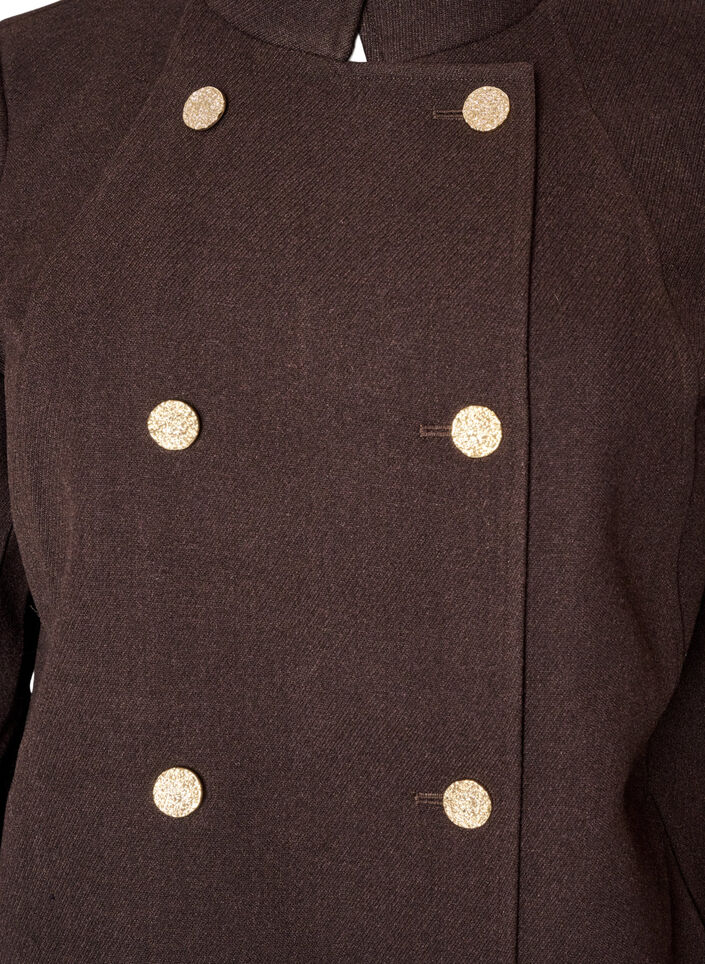 Manteau coupe &eacute;vas&eacute;e avec boutons dor&eacute;s, Marron, Packshot image number 2