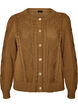 Cardigan en maille torsad&eacute;e avec boutons d&eacute;coratifs, Marron, Packshot image number 0