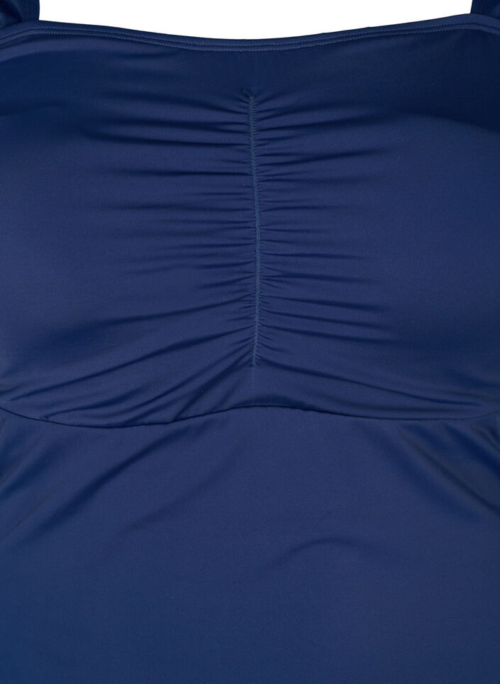 Maillot de bain à manches courtes et drapé avec détails, Bleu, Packshot image number 2