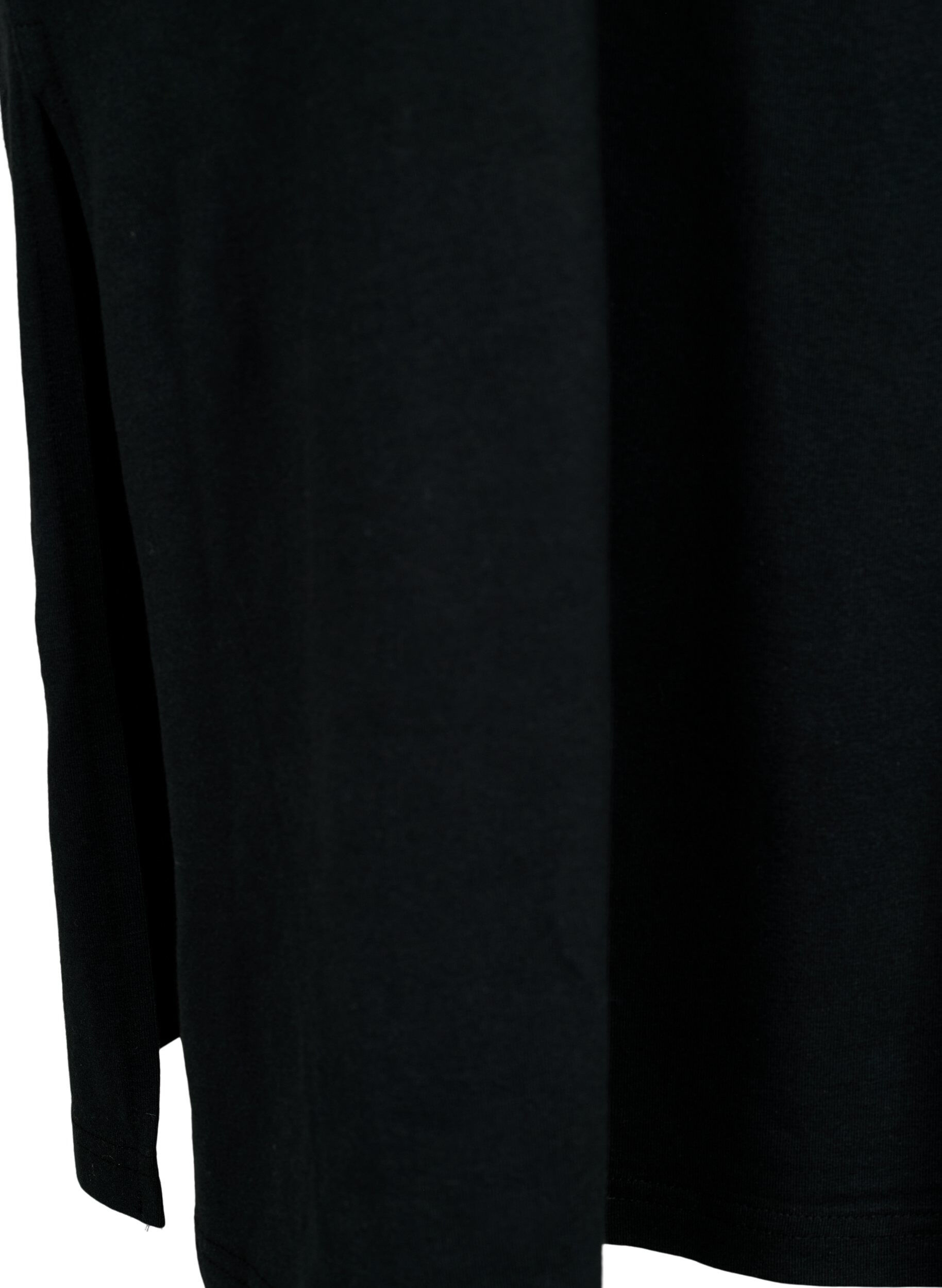 ZizziRobe en coton &agrave; manches courtes avec fente, Black, Packshot image number 3