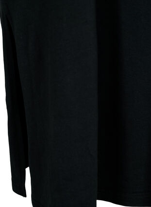 Robe en coton à manches courtes avec fente, Black, Packshot image number 3