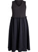 Robe midi sans manches en coton avec maille c&ocirc;tel&eacute;e et mousseline, Noir, Packshot image number 0